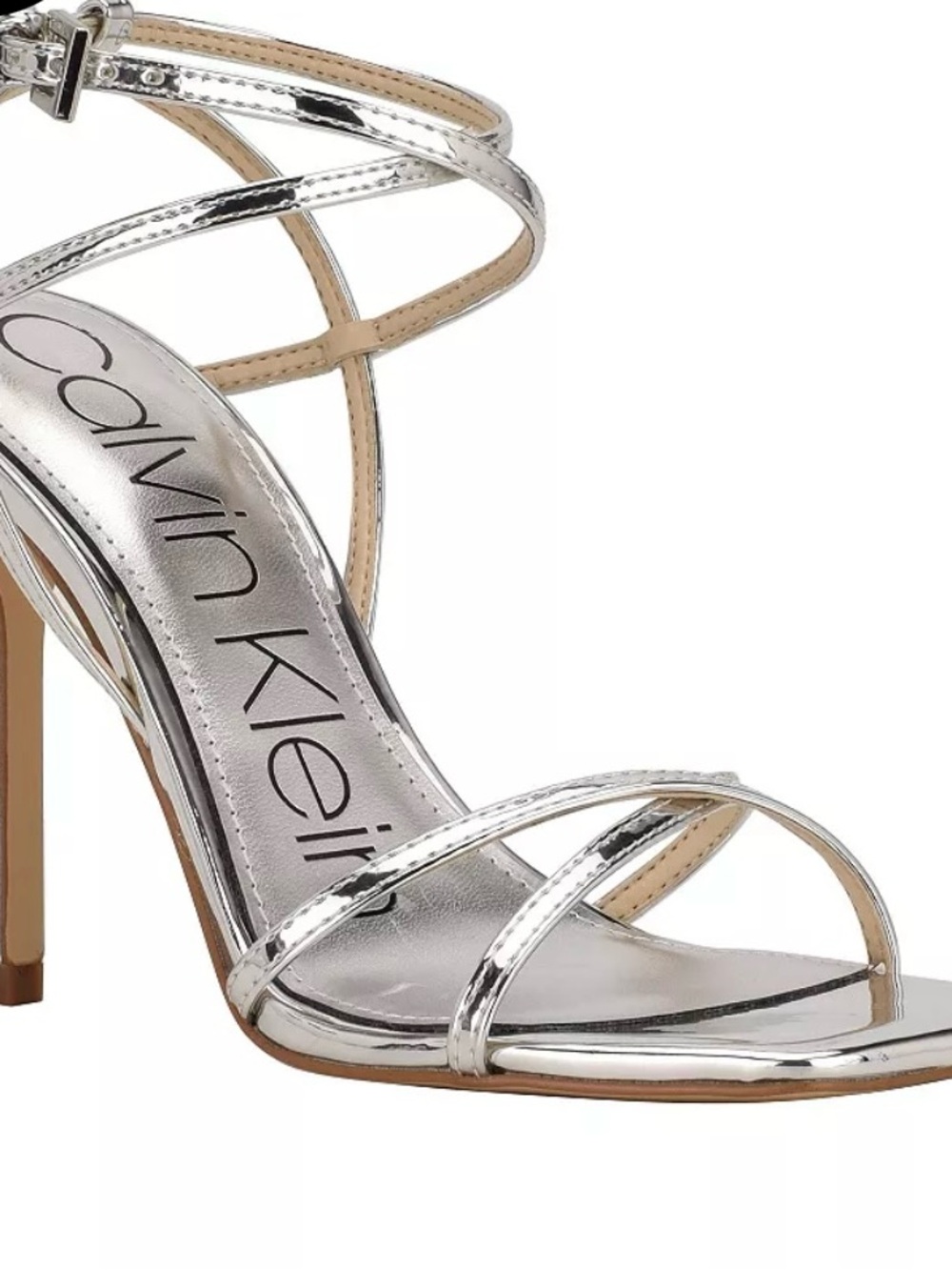 Calvin Klein Women’s Tegin Silver Strappy High Heel